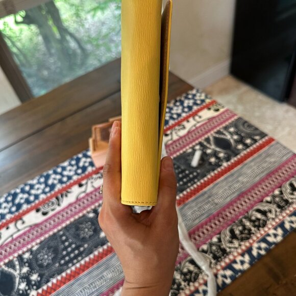 DKNY Gia Wallet on a Silver Chain Convertible Crossbody Yellow Leather NWT - Picture 9 of 11